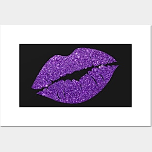 Purple Faux Glitter Lips Posters and Art